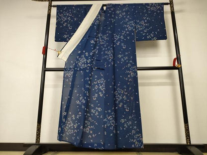 平和屋着物＊夏物 小紋 絽 舞花文 正絹 逸品 AABA9332jd