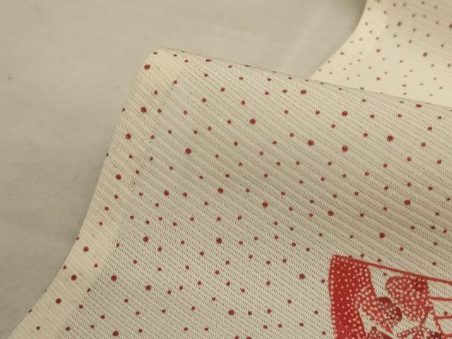 平和屋着物＊夏物　小紋　絽　扇子花文　正絹　逸品　AABA9333jd