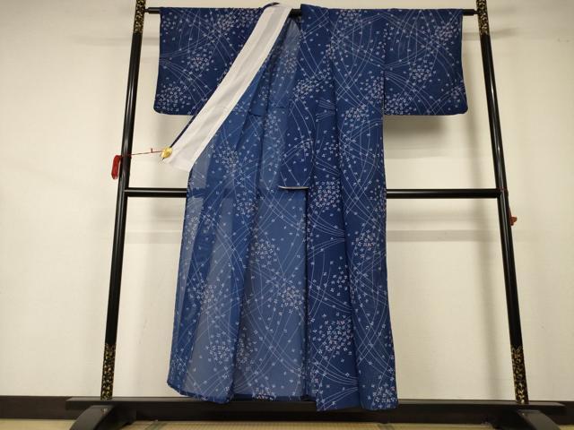 平和屋着物＊夏物 小紋 絽 萩文 洗える着物 AABA9337jd