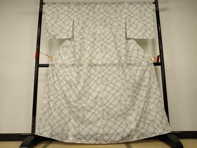 平和屋着物＊夏物 小紋 絽 七宝文 洗える着物 AABA9340jd