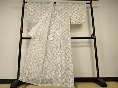 平和屋着物＊夏物 小紋 絽 七宝文 洗える着物 AABA9340jd
