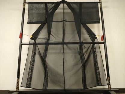 平和屋着物＊夏物 小紋 絽 縞 正絹 逸品 AABA9341jd