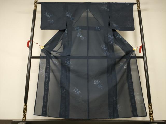 平和屋着物＊夏物 小紋 紗 草花文 正絹 逸品 AABA9342jd