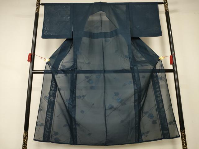 平和屋着物＊夏物 小紋 紗 蔦の葉文 褐返色 正絹 逸品 未使用 AABA9344jd