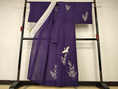 平和屋着物＊夏物 訪問着 絽 舞鳥草文 正絹 逸品 AABA9345jd