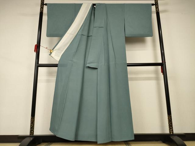 平和屋着物＊夏物 色無地 絽 青鈍色 正絹 逸品 AABA9346jd