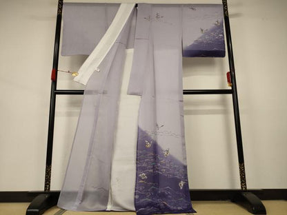 平和屋着物＊夏物 訪問着 紗 流水舞蝶文 正絹 逸品 未使用 AABA9350jd