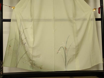 平和屋着物＊夏物 訪問着 絽 刺繍 勝虫 暈し染め 銀糸 正絹 逸品 AABA9353jd