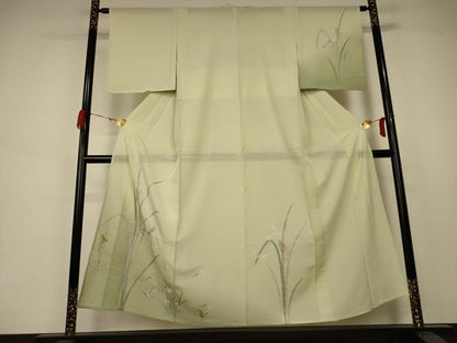 平和屋着物＊夏物 訪問着 絽 刺繍 勝虫 暈し染め 銀糸 正絹 逸品 AABA9353jd