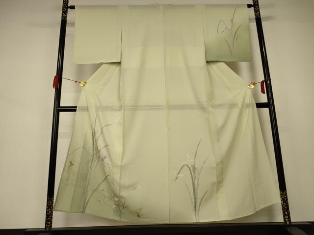 平和屋着物＊夏物 訪問着 絽 刺繍 勝虫 暈し染め 銀糸 正絹 逸品 AABA9353jd