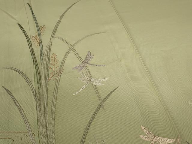平和屋着物＊夏物 訪問着 絽 刺繍 勝虫 暈し染め 銀糸 正絹 逸品 AABA9353jd