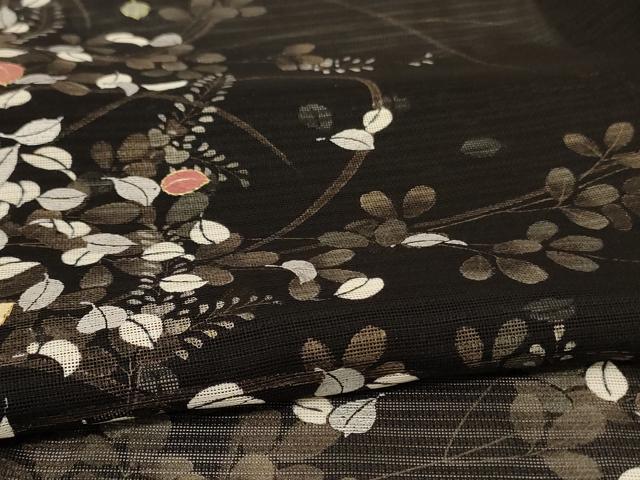 平和屋着物＊夏物 訪問着 絽 刺繍 萩 金糸 正絹 逸品 AABA9356jd