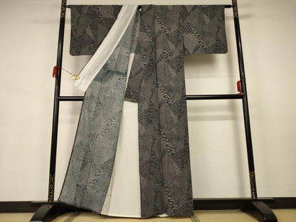 平和屋着物＊夏物 江戸小紋 絽 切嵌吉祥文 反端付き 正絹 逸品 AABA9362jd