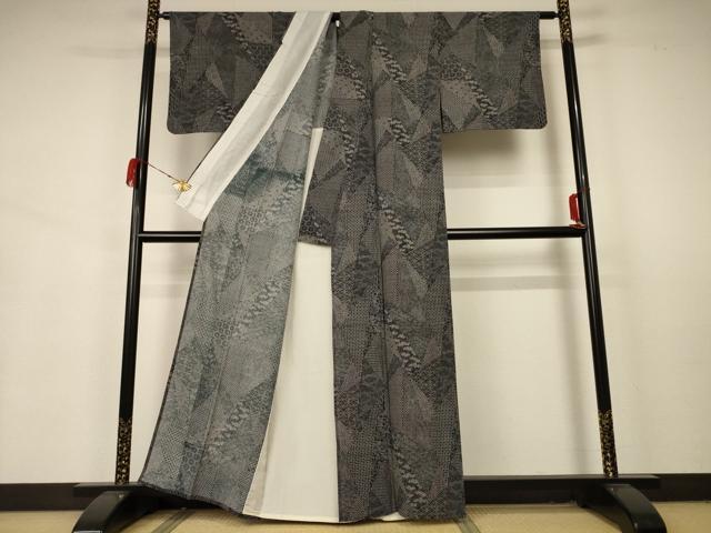 平和屋着物＊夏物 江戸小紋 絽 切嵌吉祥文 反端付き 正絹 逸品 AABA9362jd