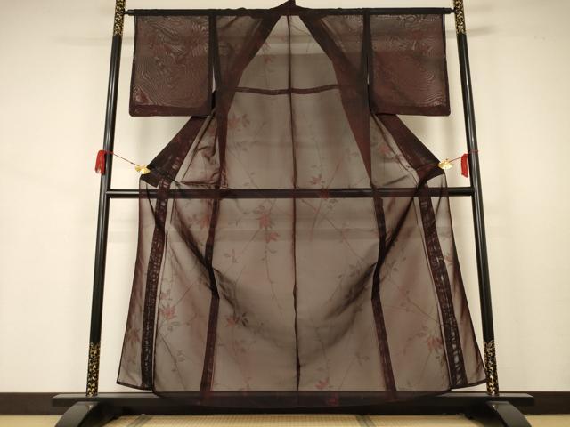 平和屋着物＊夏物 小紋 紗 枝花文 正絹 逸品 未使用 AABA9363jd
