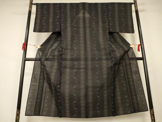 平和屋着物＊夏物 本場大島紬 夏大島 花唐草間道 正絹 逸品 AABA9364jd