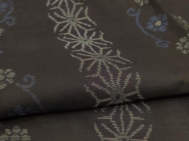 平和屋着物＊夏物 本場大島紬 夏大島 花唐草間道 正絹 逸品 AABA9364jd