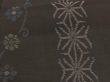 平和屋着物＊夏物 本場大島紬 夏大島 花唐草間道 正絹 逸品 AABA9364jd