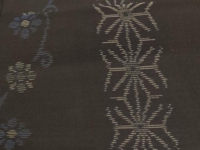 平和屋着物＊夏物 本場大島紬 夏大島 花唐草間道 正絹 逸品 AABA9364jd