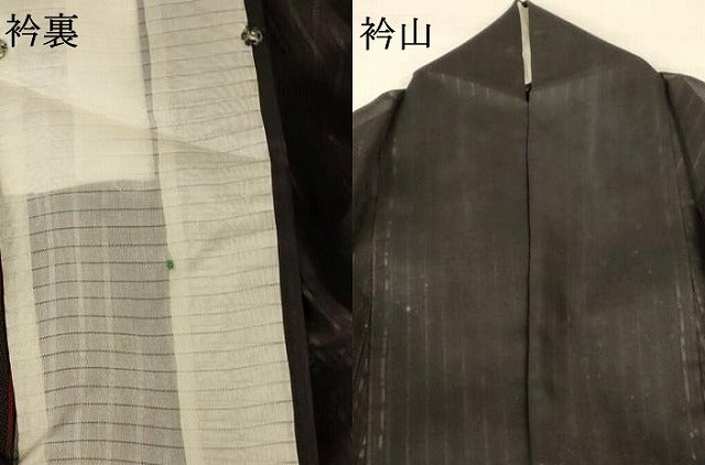 平和屋着物＊夏物 小紋 紗 縞 洗える着物 AABA9367jd