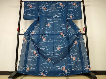 平和屋着物＊夏物 小紋 絽 飛鳥芝文 洗える着物 AABA9371jd