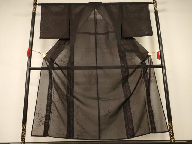 平和屋着物＊夏物 小紋 紗 箔散らし文様 洗える着物 AABA9373jd