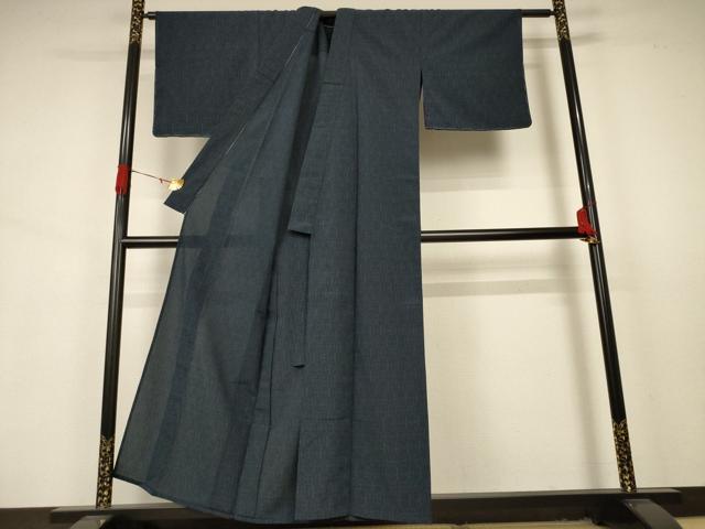平和屋着物▽お召　単衣　立涌花文　正絹　逸品　未使用　AABA9375jd