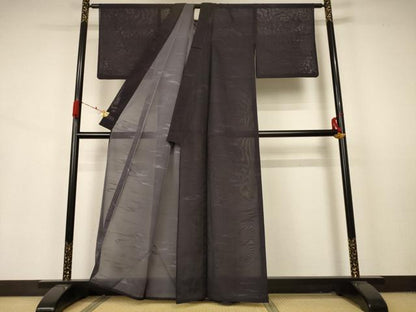 平和屋着物＊夏物 色無地 流水紋紗 紅消鼠色 正絹 逸品 AABA9376jd