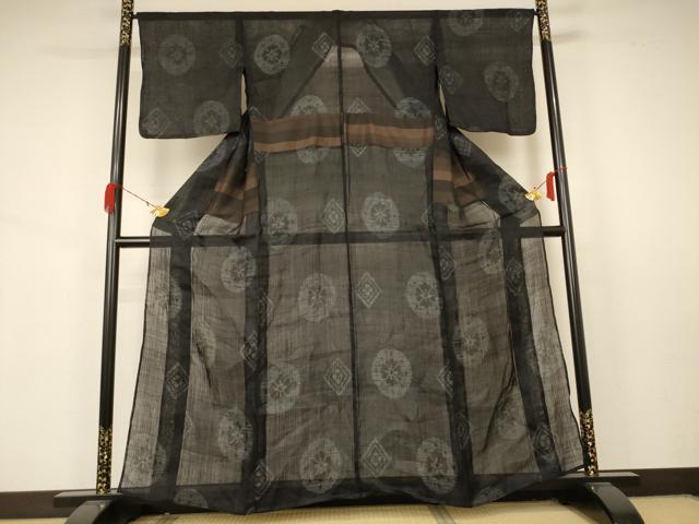 平和屋着物＊夏物 重要無形文化財 本場宮古上布 幾何学花丸文 苧麻 逸品 AABA9378jd