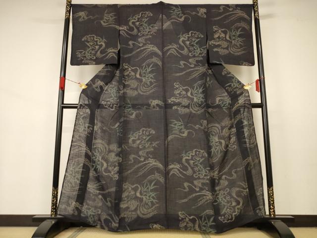 平和屋着物＊夏物 紗紬 立波文 正絹 逸品 AABA9379jd