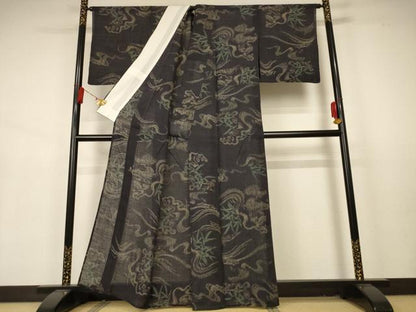 平和屋着物＊夏物 紗紬 立波文 正絹 逸品 AABA9379jd