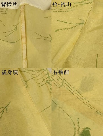 平和屋着物＊夏物 紗紬 吹き寄せ文 正絹 逸品 AABA9380jd