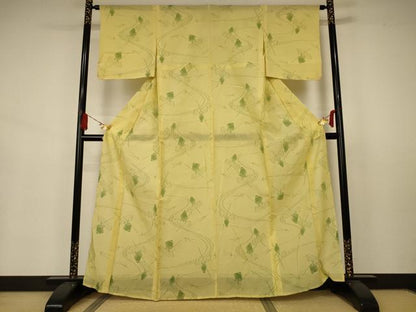 平和屋着物＊夏物 紗紬 吹き寄せ文 正絹 逸品 AABA9380jd