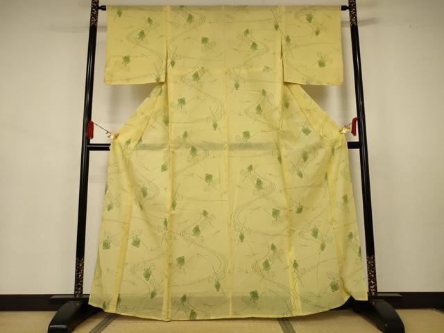 平和屋着物＊夏物 紗紬 吹き寄せ文 正絹 逸品 AABA9380jd