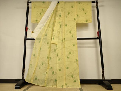 平和屋着物＊夏物 紗紬 吹き寄せ文 正絹 逸品 AABA9380jd