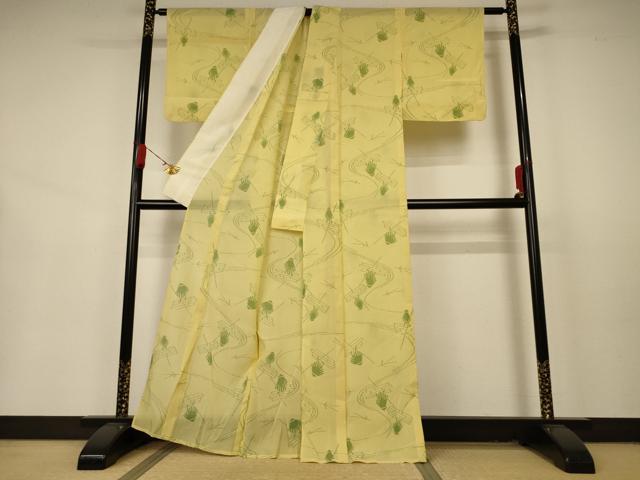 平和屋着物＊夏物 紗紬 吹き寄せ文 正絹 逸品 AABA9380jd