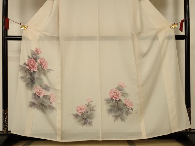 平和屋着物＊夏物 訪問着 絽 手描き 草花文 暈し染め 正絹 逸品 AABA9381jd