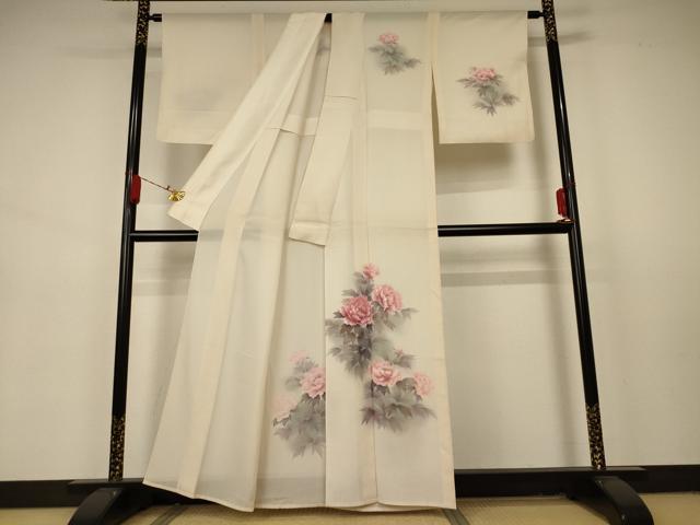 平和屋着物＊夏物 訪問着 絽 手描き 草花文 暈し染め 正絹 逸品 AABA9381jd
