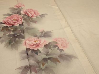 平和屋着物＊夏物 訪問着 絽 手描き 草花文 暈し染め 正絹 逸品 AABA9381jd