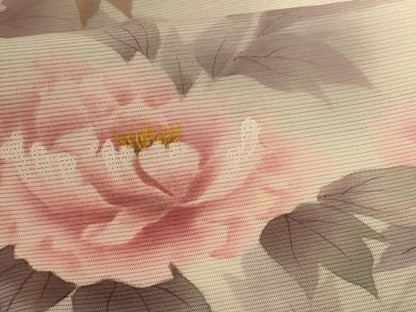 平和屋着物＊夏物 訪問着 絽 手描き 草花文 暈し染め 正絹 逸品 AABA9381jd