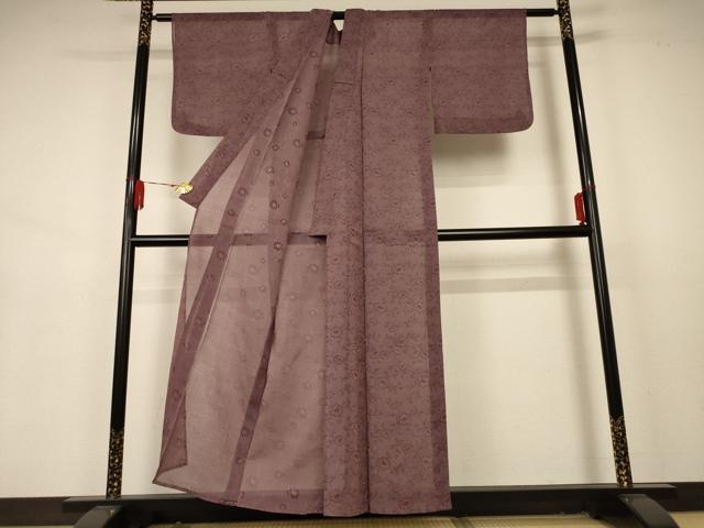 平和屋着物＊夏物 小紋 紗 草花文 正絹 逸品 AABA9383jd