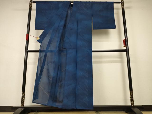 平和屋着物＊夏物　小紋　縦絽　流水紋紗　暈し染め　正絹　逸品　AABA9385jd