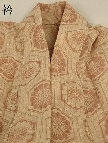平和屋着物＊夏物 小千谷ちぢみ 亀甲花文 麻 逸品 AABA9389jd