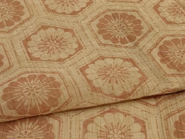 平和屋着物＊夏物 小千谷ちぢみ 亀甲花文 麻 逸品 AABA9389jd