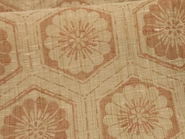 平和屋着物＊夏物 小千谷ちぢみ 亀甲花文 麻 逸品 AABA9389jd