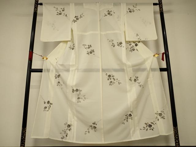 平和屋着物＊夏物 小紋 絽 手描き 草花文 正絹 逸品 AABA9395jd