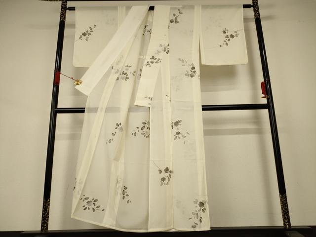 平和屋着物＊夏物 小紋 絽 手描き 草花文 正絹 逸品 AABA9395jd