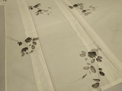 平和屋着物＊夏物 小紋 絽 手描き 草花文 正絹 逸品 AABA9395jd