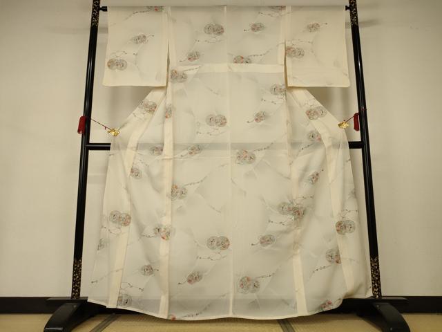 平和屋着物＊夏物 小紋 絽 花鼓文 正絹 逸品 AABA9399jd