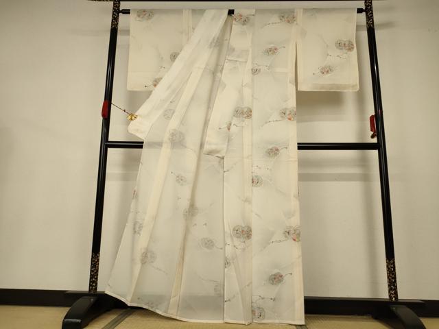 平和屋着物＊夏物 小紋 絽 花鼓文 正絹 逸品 AABA9399jd